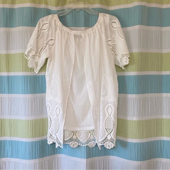 Holly Bracken Lace Boho Tunic White Sz Medium - Picture 6 of 10